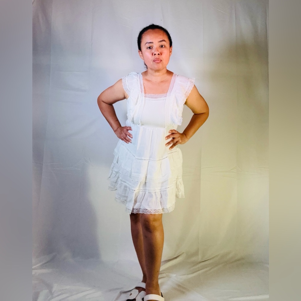Chic White Ruffle Mini Dress - Picture 8 of 10